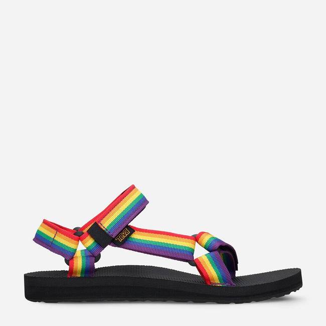 Teva Women's Original Universal Rainbow Pride Sandals 3753-628 Rainbow/Black Sale UK